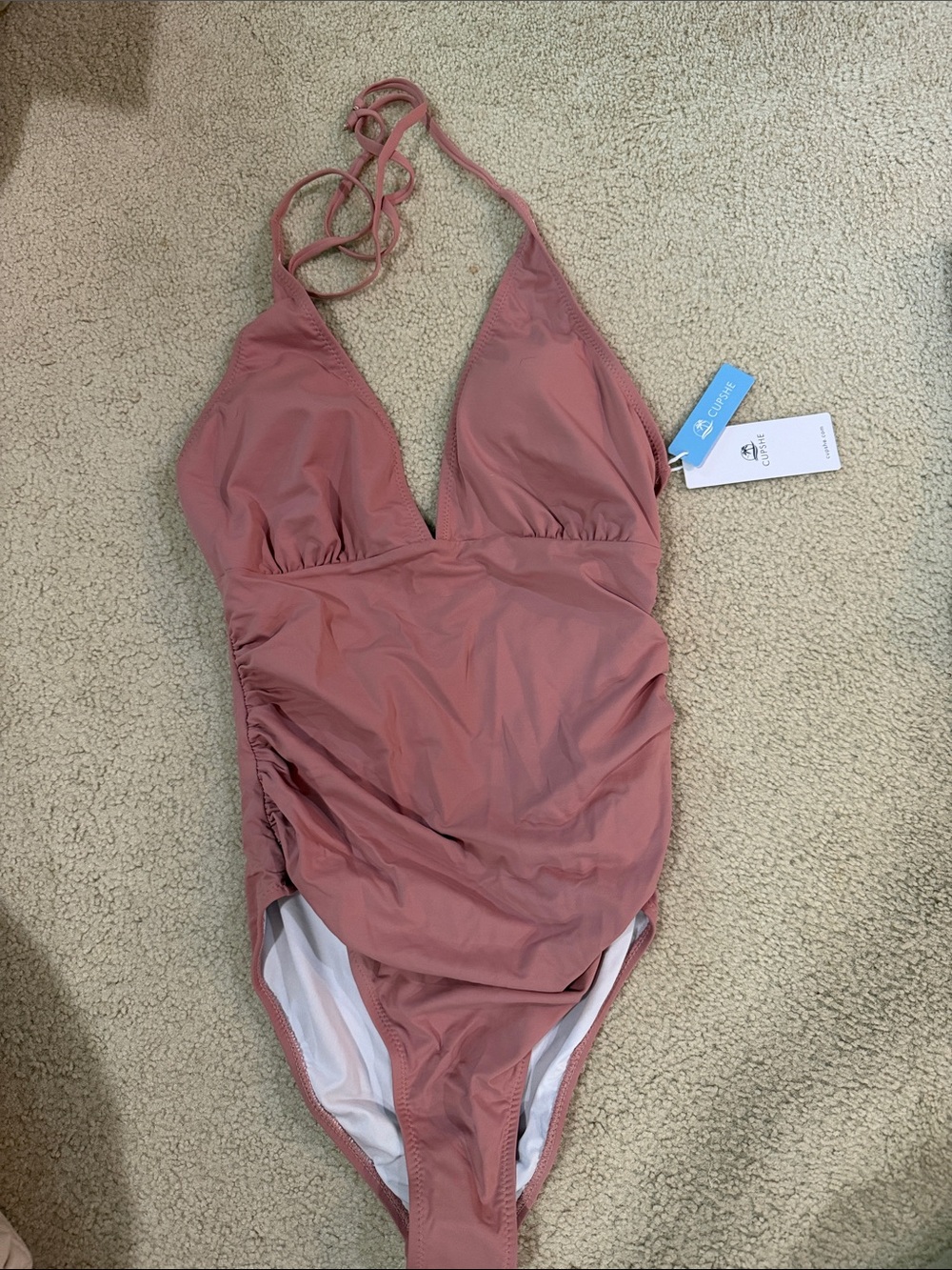 Cupshe Rose Mauve Halter One-Piece Swimsuit